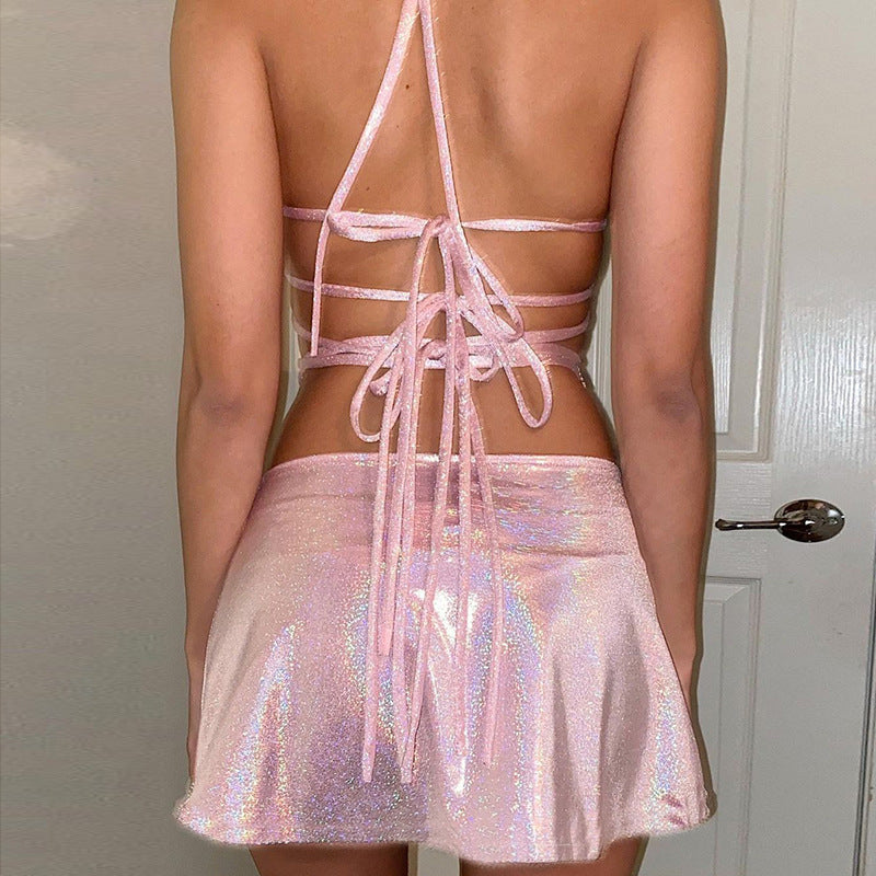 Women's Two-Piece Casual Strapless Dress Set