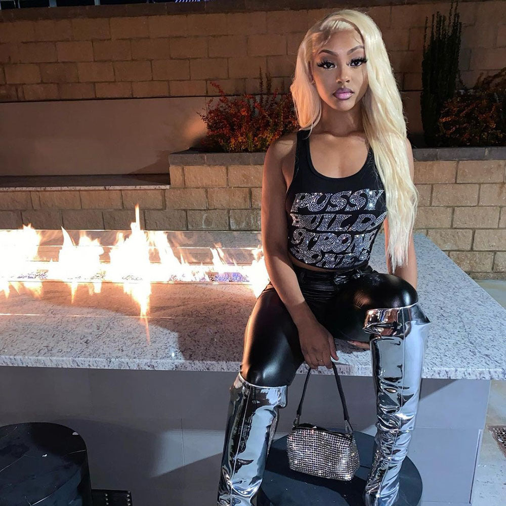 Women’s Rhinestone Crop Top