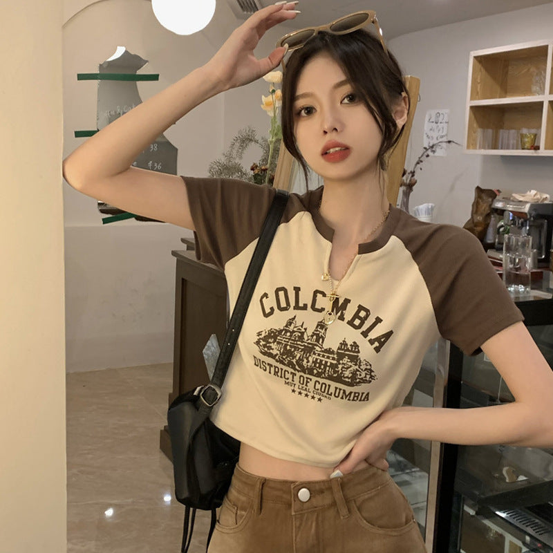 Women’s Retro V-Neck Graphic T-Shirt