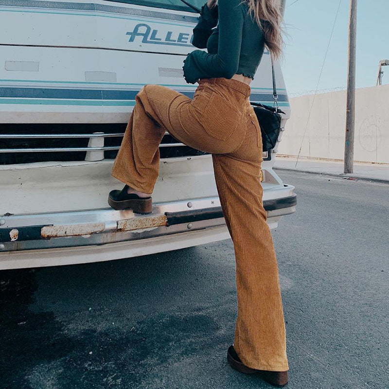 Women's Corduroy High-Waist Flared Pants
