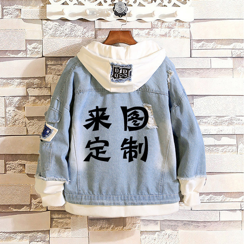 Men's Anime Print Denim Coat
