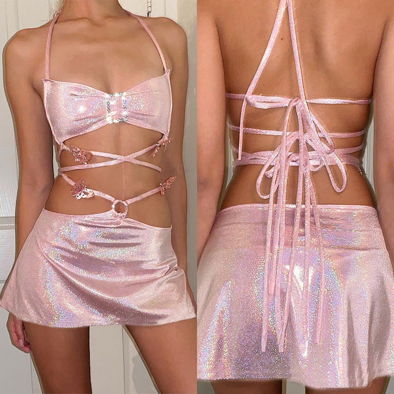 Women's Two-Piece Casual Strapless Dress Set