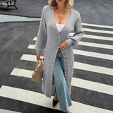 Women’s Solid Color Knit Long Cardigan