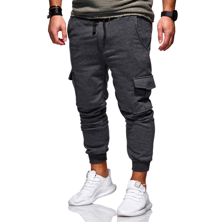Men’s Drawstring Multi-Pocket Casual Pants