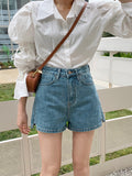 Women's High-Waisted A-Line Denim Shorts