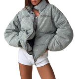 Women’s Crescent Print Padded Denim Jacket