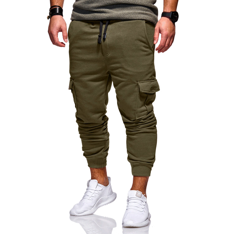 Men’s Drawstring Multi-Pocket Casual Pants