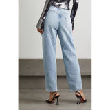 Women's Crystal-Decorated High-Waisted Straight Leg Jeans