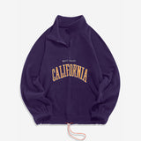 OEM quarter zipper American polo shirt with letter-embroidered lambskin sweatshirt