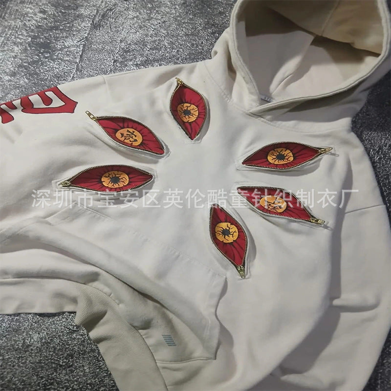 Men’s Embroidered Anime Graphic Hoodie