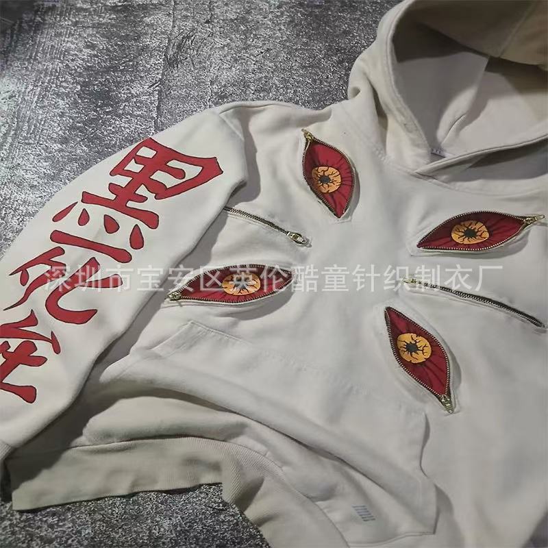 Men’s Embroidered Anime Graphic Hoodie