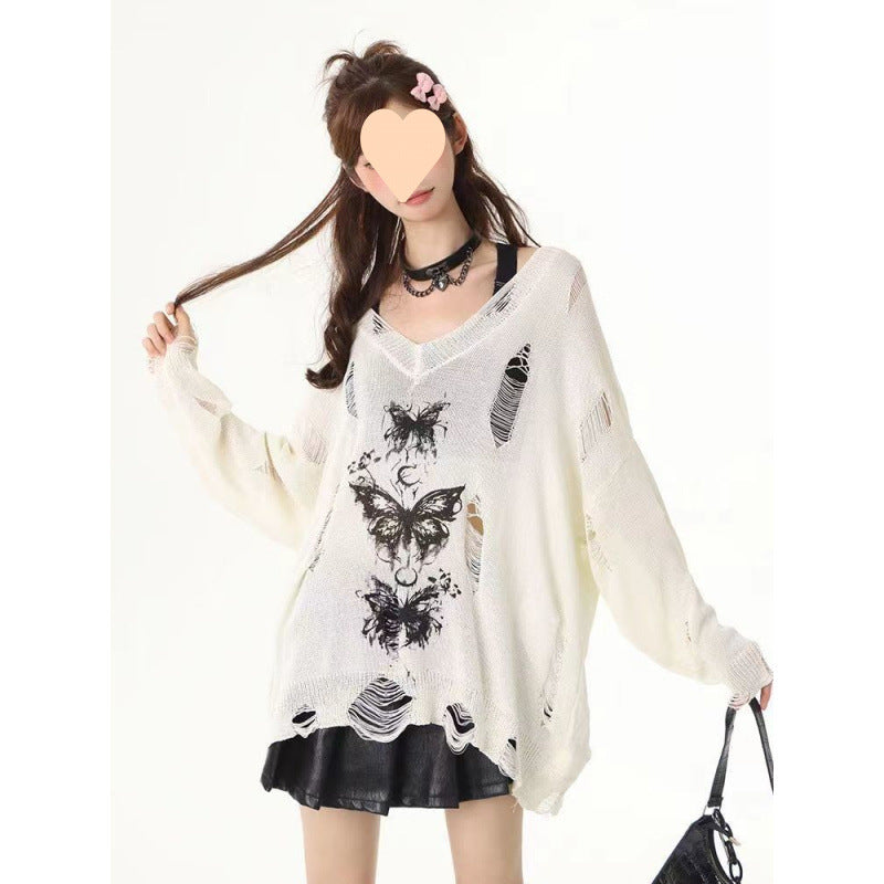 Women’s Butterfly Graphic Knit Sweater
