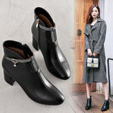 Women’s White Chunky Heel Ankle Boot