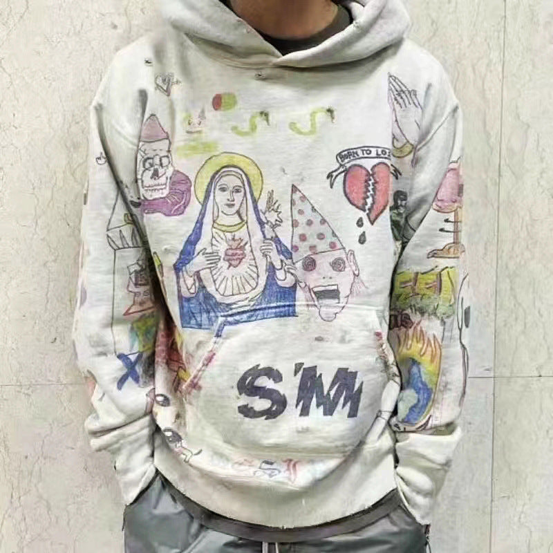 Men’s Hand-Drawn Style Graphic Hoodie