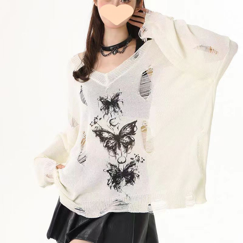 Women’s Butterfly Graphic Knit Sweater