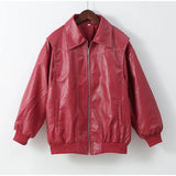 Women’s Faux Leather Lapel Jacket