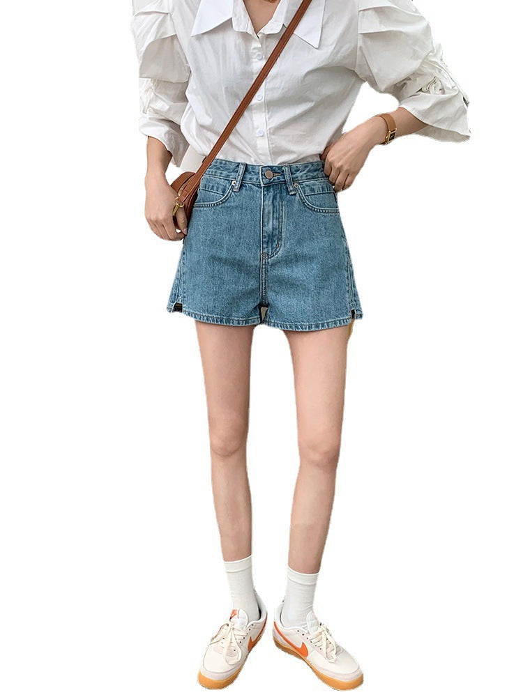 Women's High-Waisted A-Line Denim Shorts