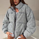 Women’s Crescent Print Padded Denim Jacket