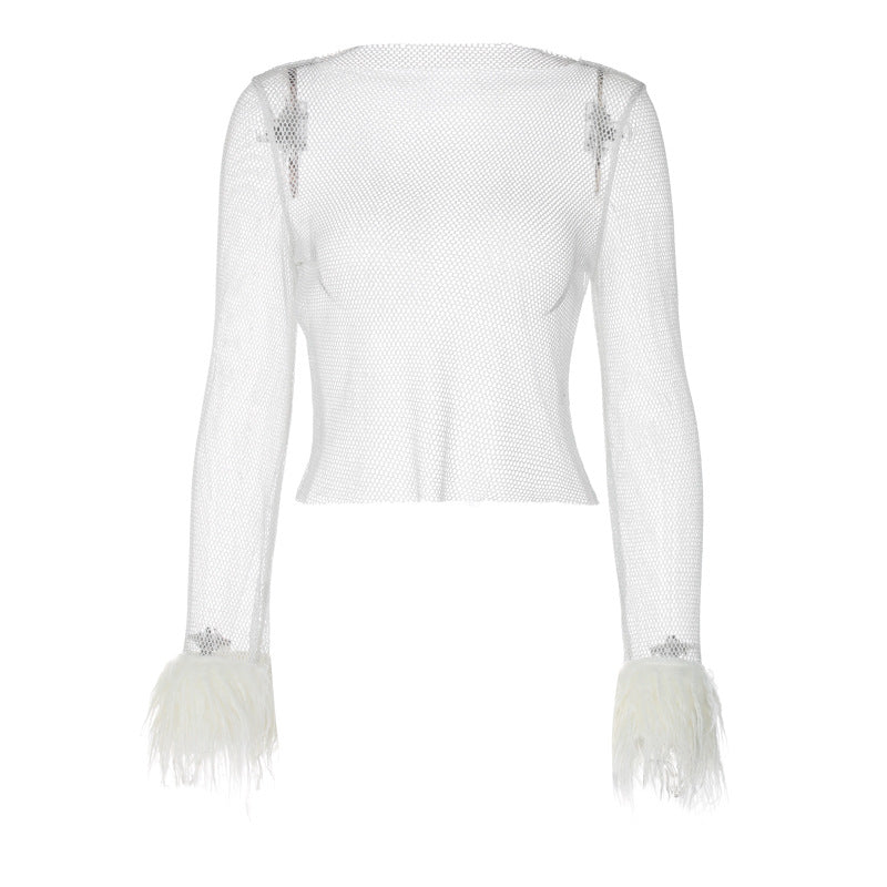 Women’s Cut-Out Grid Detail Fashion Top