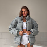 Women’s Crescent Print Padded Denim Jacket