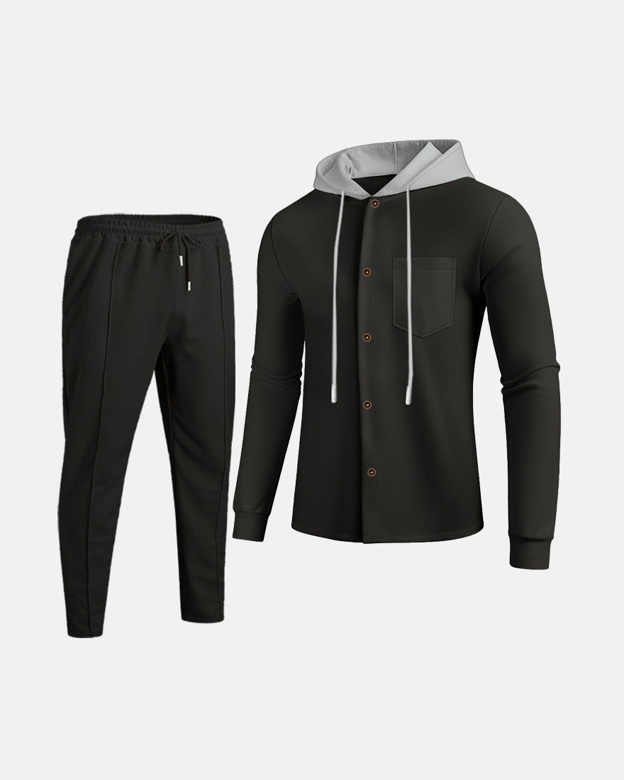 Men’s Waffle Knit Hooded Set