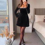 Women’s Pearl Lace Square-Neck Dress