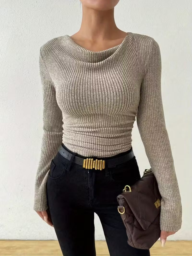 Women’s Solid Color Ribbed Knit Sweater