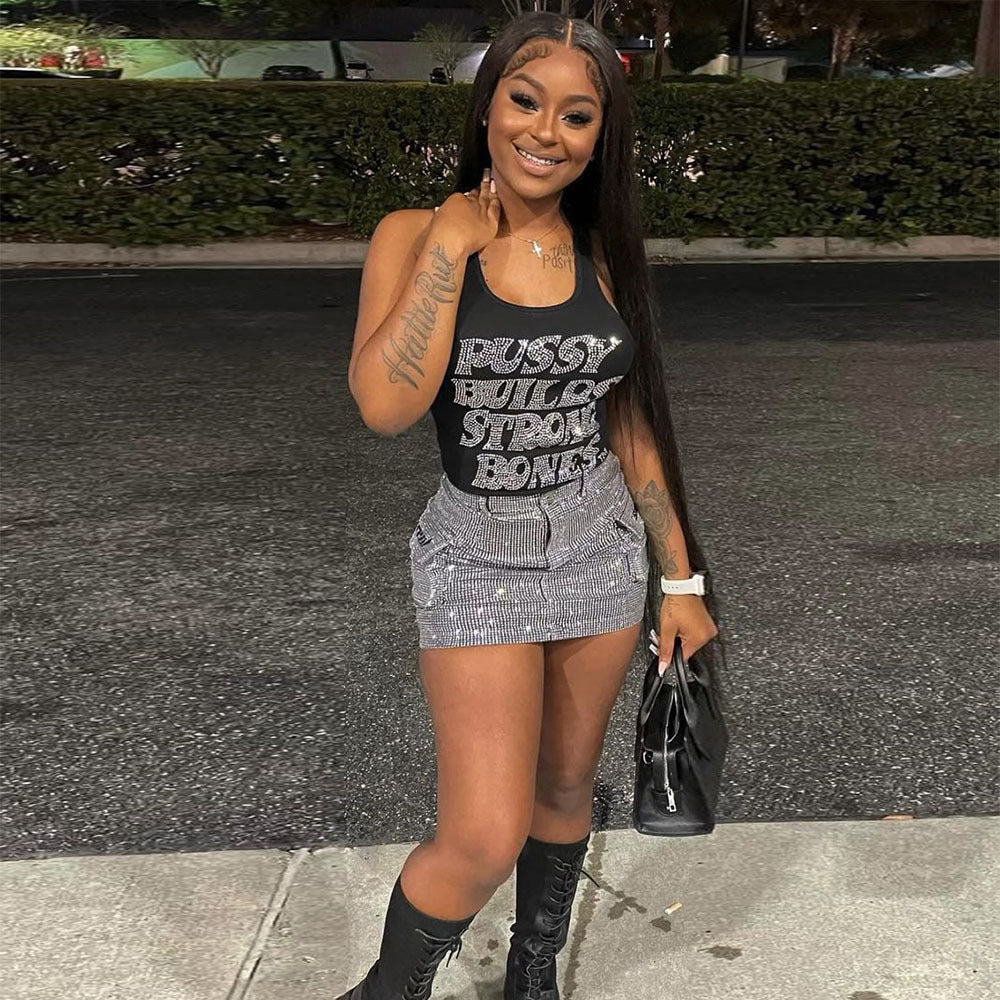 Women’s Rhinestone Crop Top