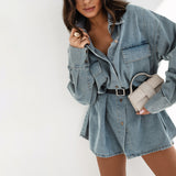 Women’s Distressed Pocket Denim Shirt Jacket