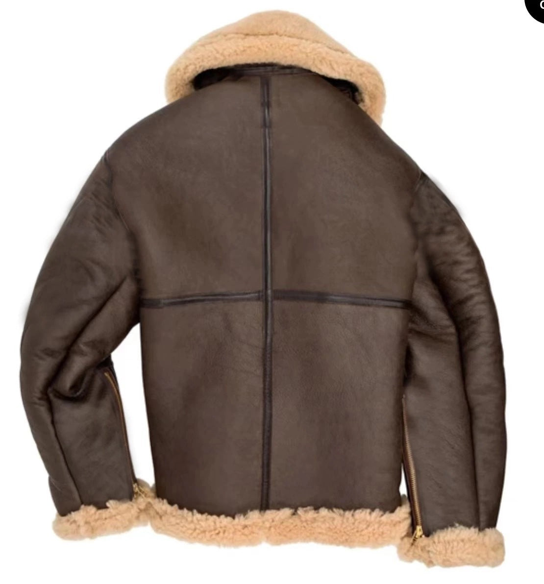 Men’s Faux Leather Fur-Lined Jacket