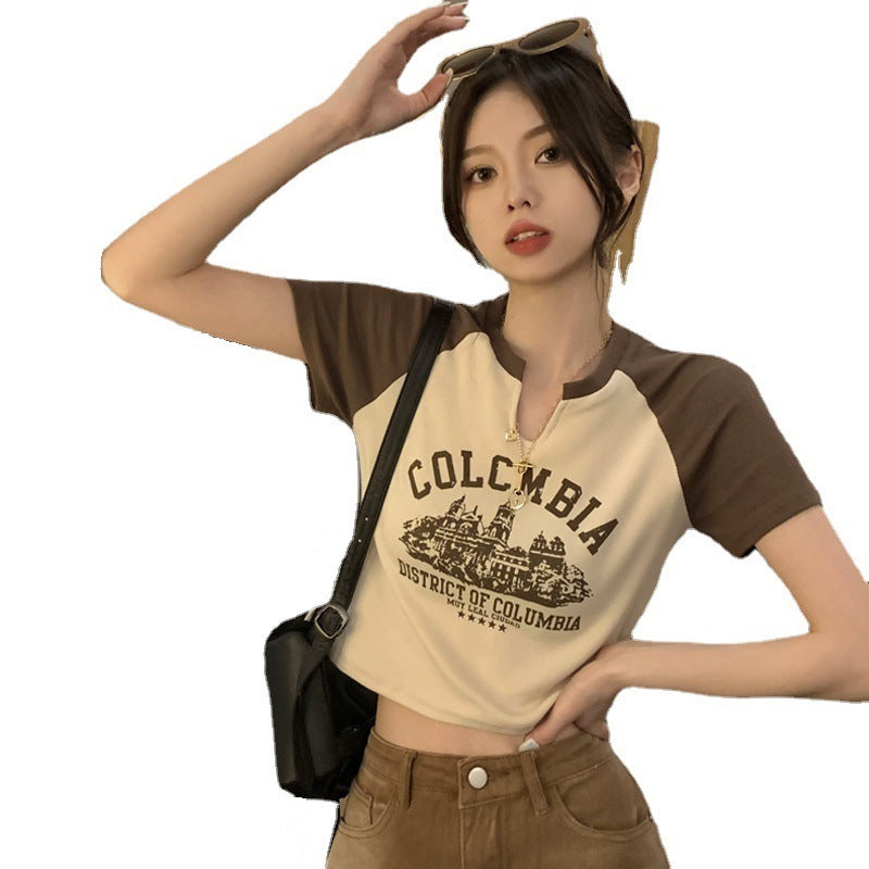 Women’s Retro V-Neck Graphic T-Shirt