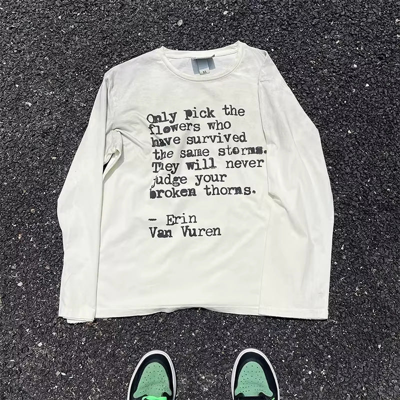 Men’s Long Sleeve Letter Print T-Shirt