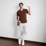 Men’s Striped Knit Polo Shirt