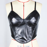 Women's Faux Leather Bustier Crop Top