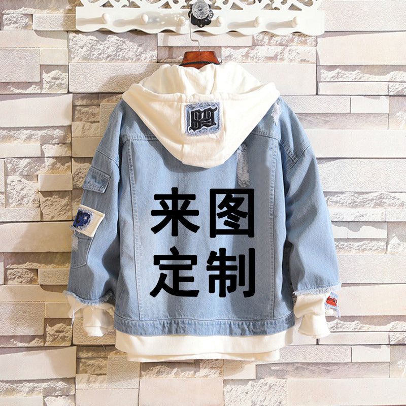 Men's Anime Print Denim Coat