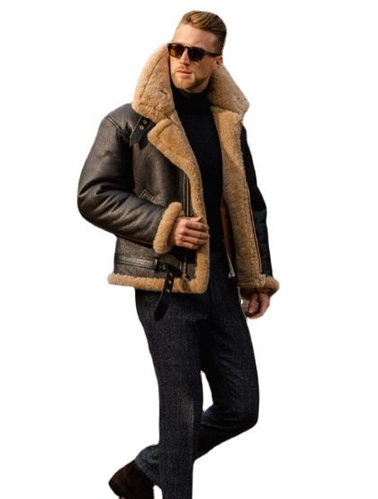 Men’s Faux Leather Fur-Lined Jacket