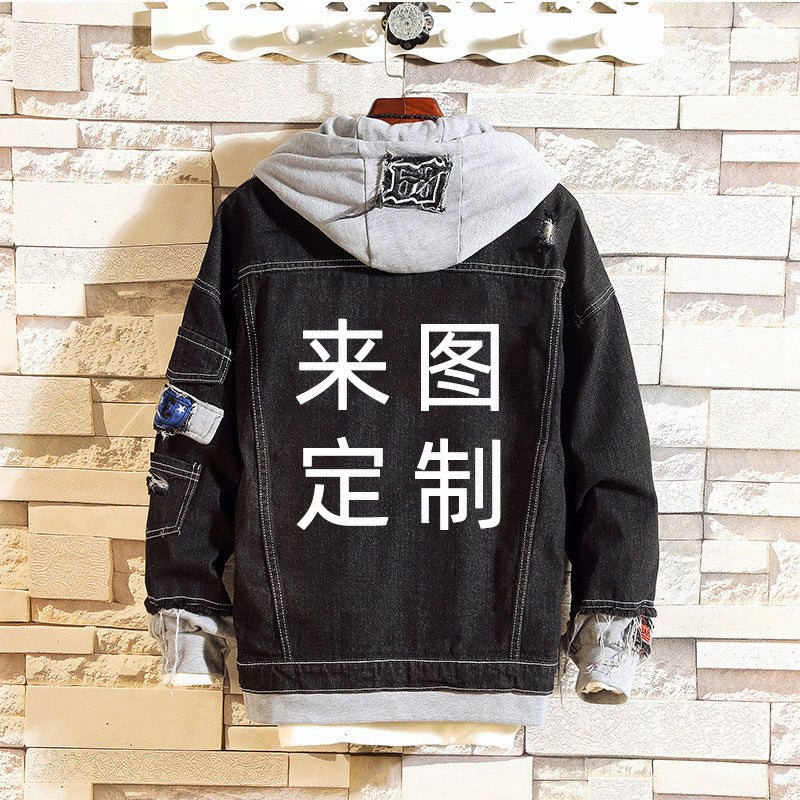Men's Anime Print Denim Coat