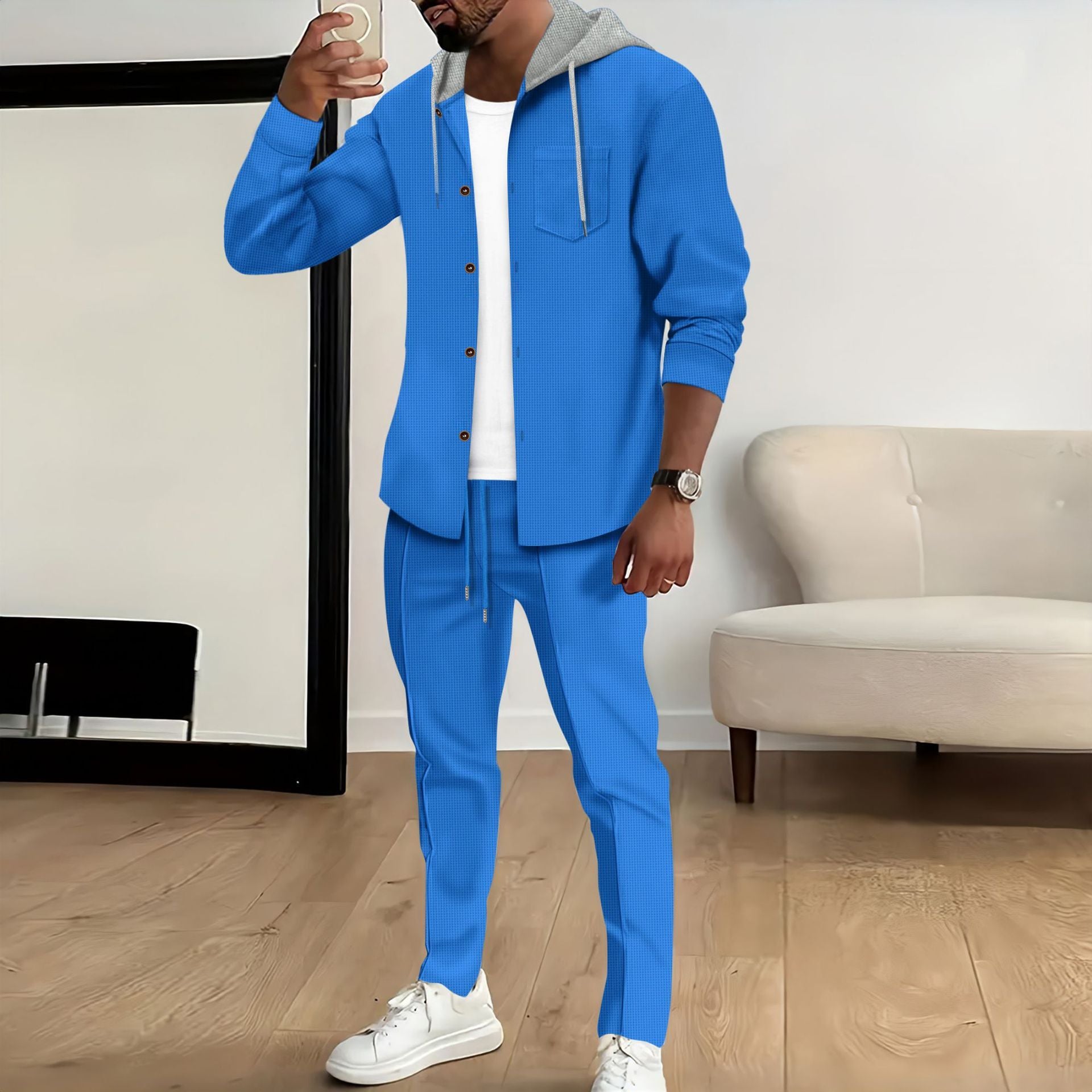 Men’s Waffle Knit Hooded Set