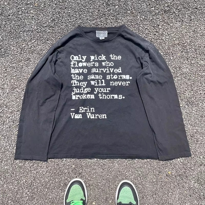 Men’s Long Sleeve Letter Print T-Shirt