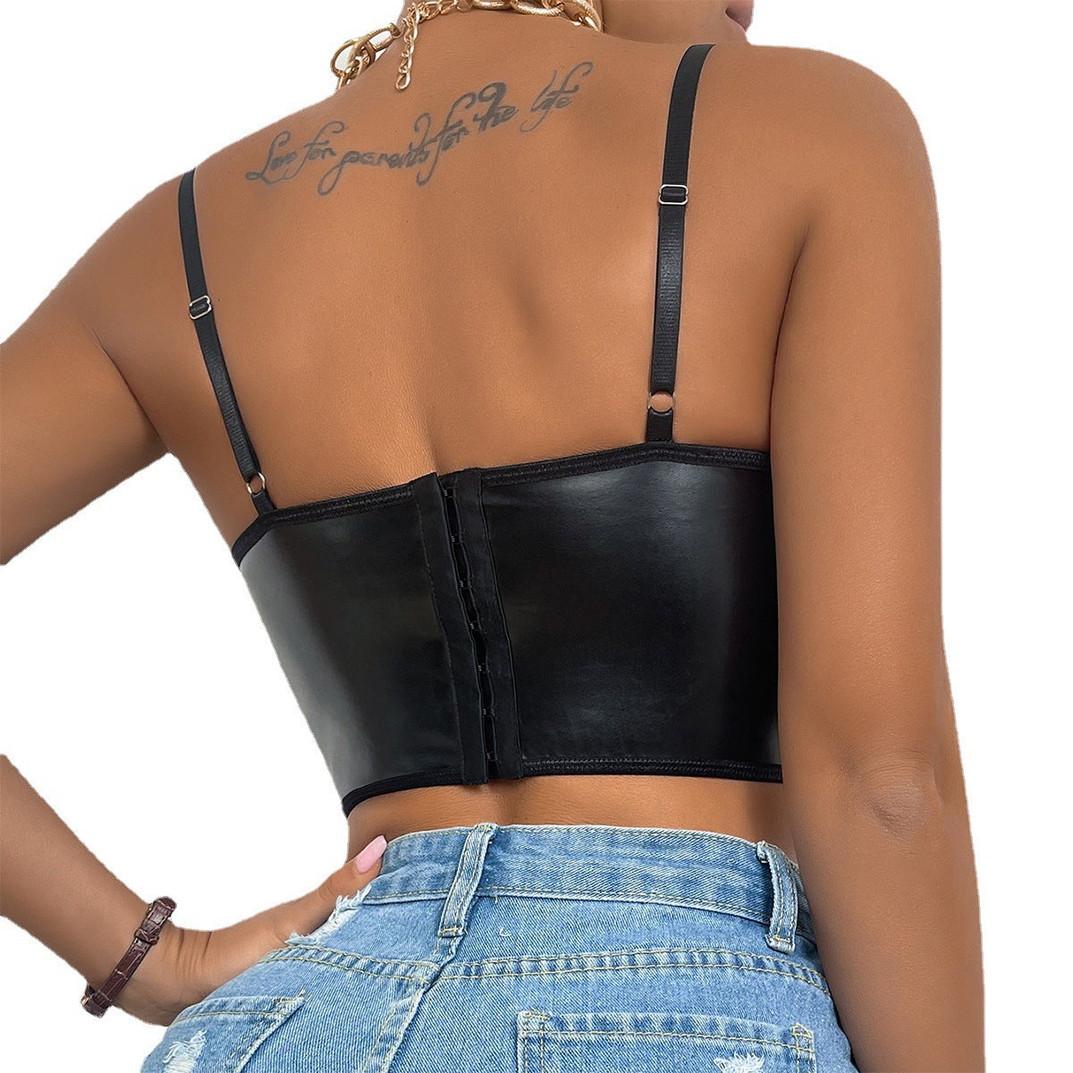 Women's Faux Leather Bustier Crop Top