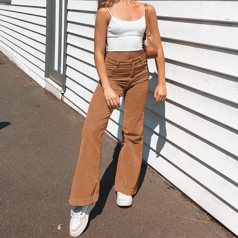 Women's Corduroy High-Waist Flared Pants