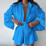 Women’s Solid Color Ruffled Long-Sleeve Dress