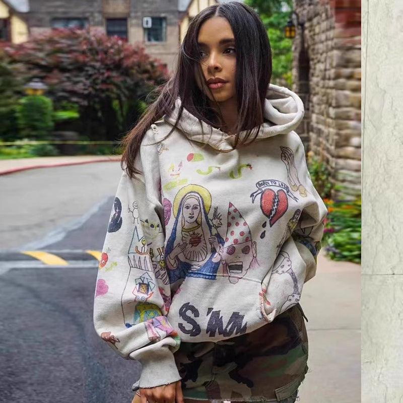 Men’s Hand-Drawn Style Graphic Hoodie