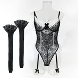 Women’s Lace Trim Bow Bodysuit