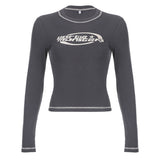 Women’s Vintage Letter Graphic Long-Sleeve Tee