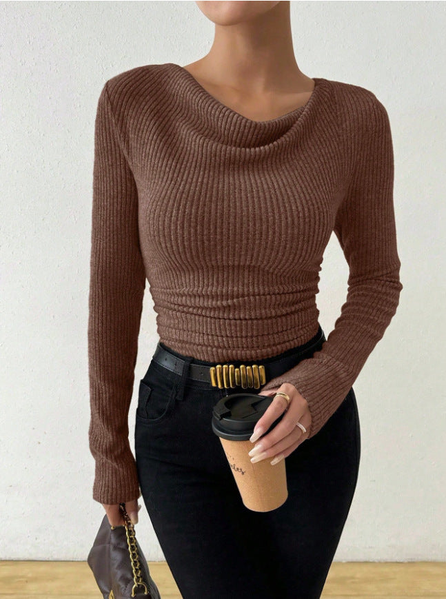 Women’s Solid Color Ribbed Knit Sweater