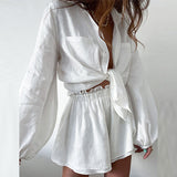 Women’s Solid Color Ruffled Long-Sleeve Dress