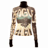 Women’s Sheer Mesh Turtleneck Long Sleeve Top