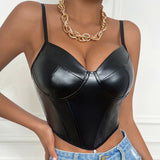Women's Faux Leather Bustier Crop Top
