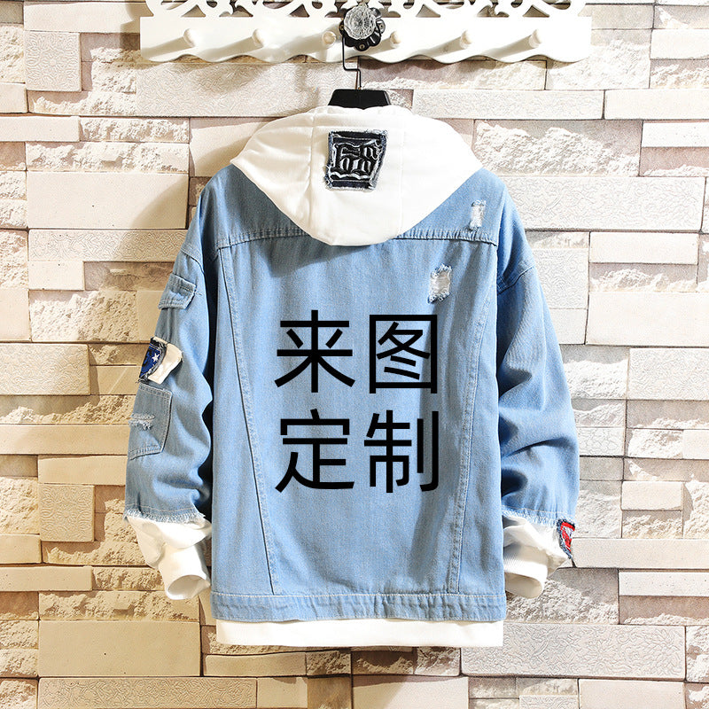 Men's Anime Print Denim Coat